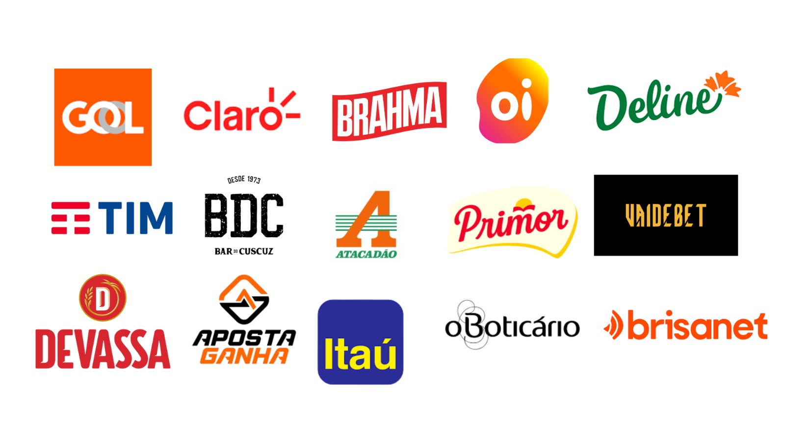Logotipos de clientes da Exiba